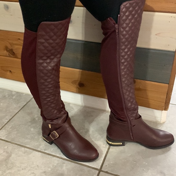 Just fab flat boots burgundy size 7 - Picture 4 of 5